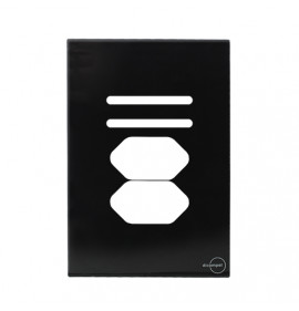 Placa p/ 2 Interruptores + Tomada Dupla 4x2 (Especial) - Novara Glass Preto Grafite